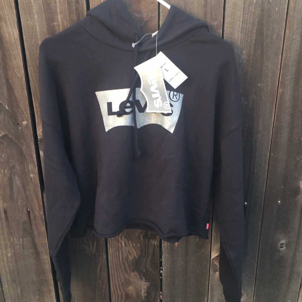 Levi’s cropped black hoodie NWT size L